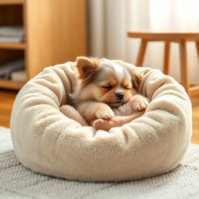 Dog sleeping peacefully in the Premium Calming Dog Bed