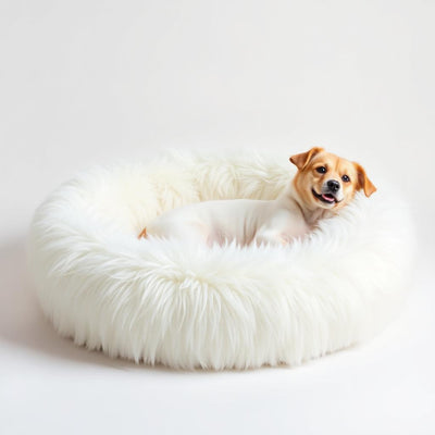 Faux Fur Luxury Round Dog Bed