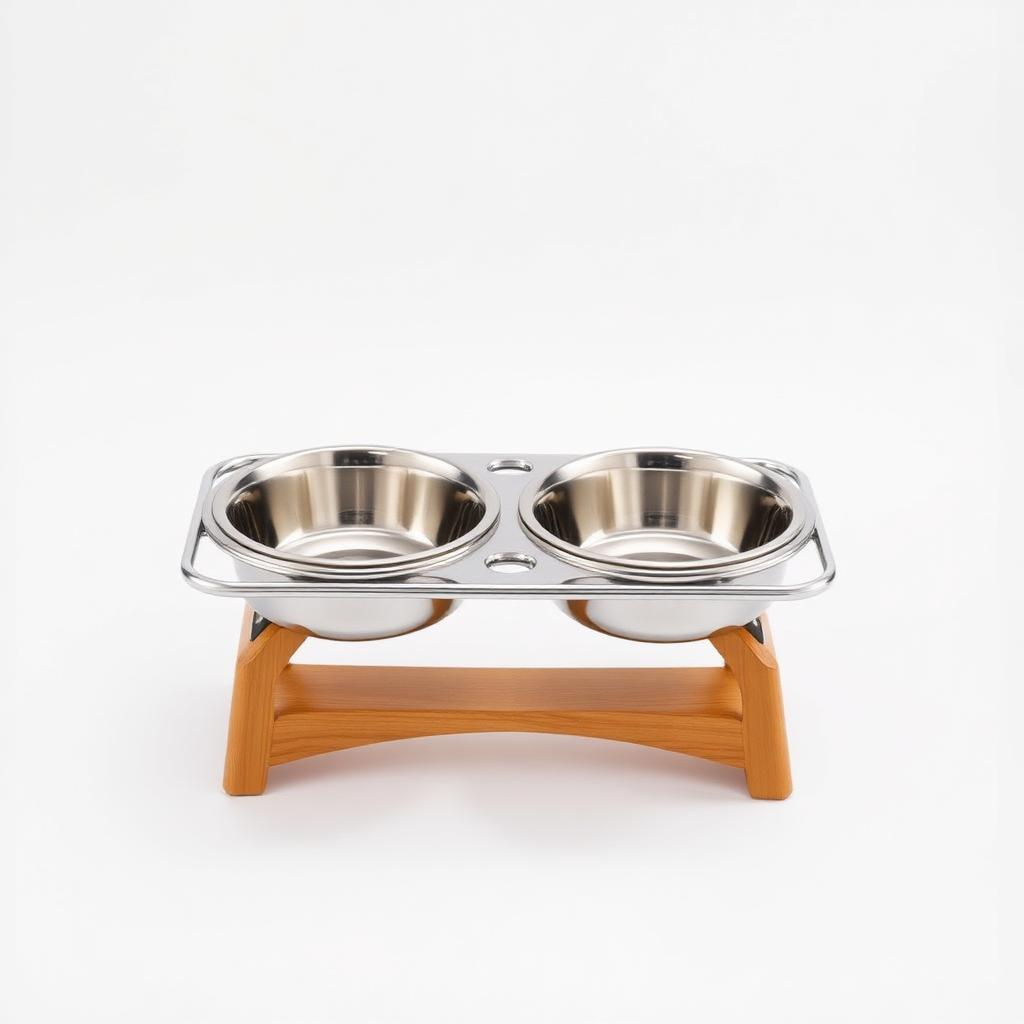 Bamboo elevated double pet feeder
